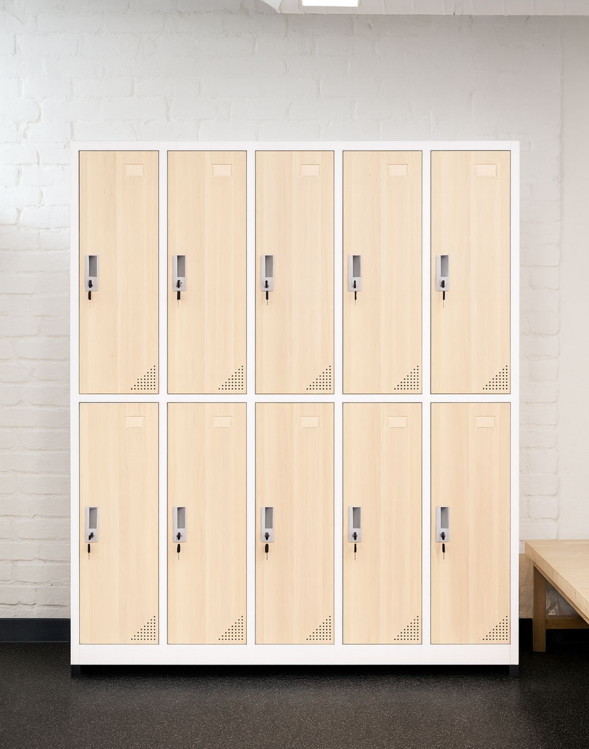 Metāla garderobes skapis Oxford Wood, 10 nodalījumi