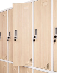 Metāla garderobes skapis Oxford Wood, 10 nodalījumi