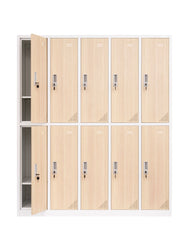 Metāla garderobes skapis Oxford Wood, 10 nodalījumi