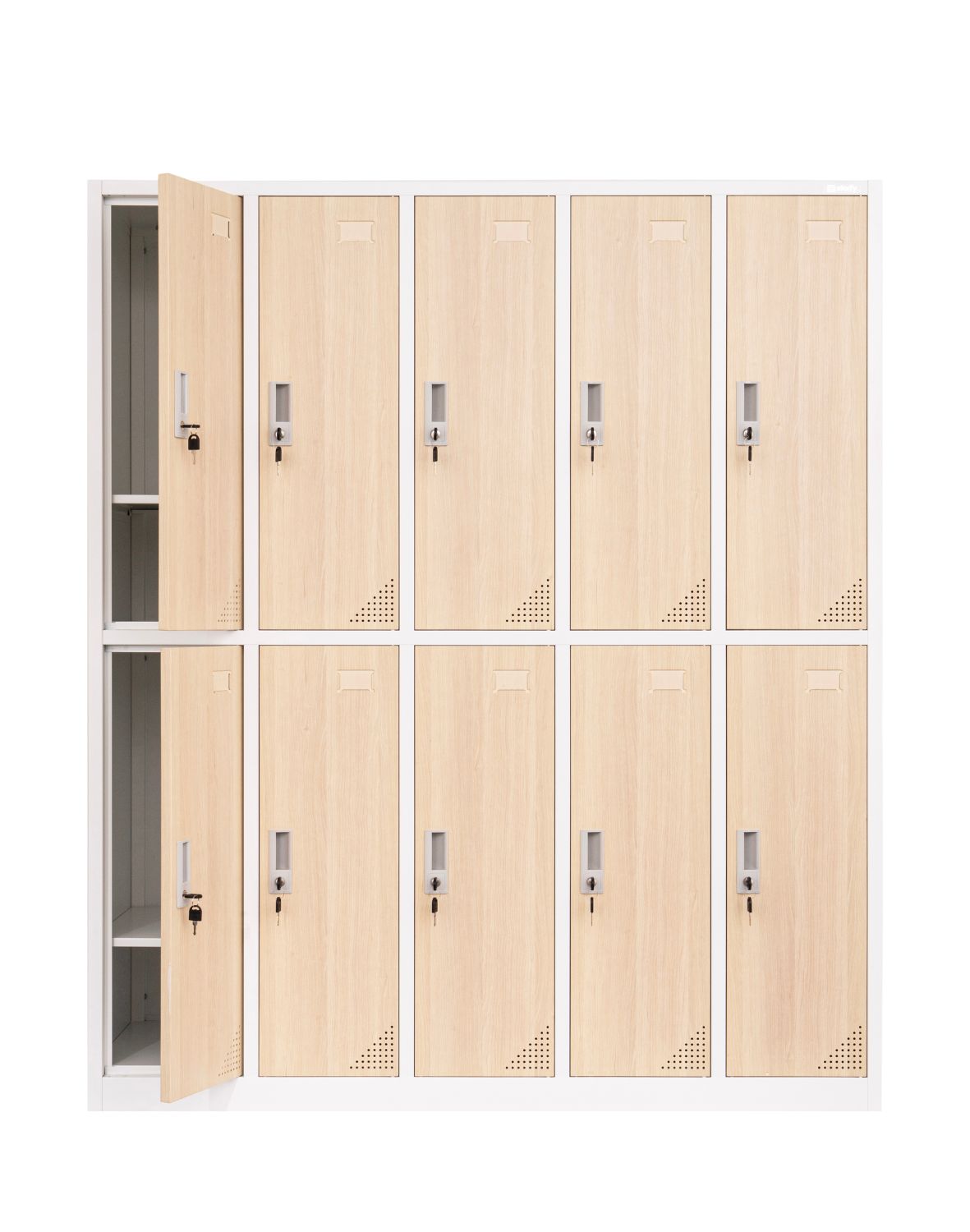 Metāla garderobes skapis Oxford Wood, 10 nodalījumi