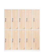 Metāla garderobes skapis Oxford Wood, 10 nodalījumi