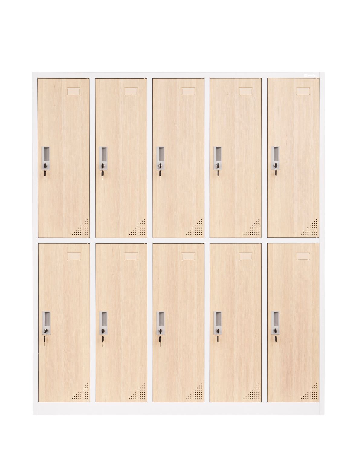 Metāla garderobes skapis Oxford Wood, 10 nodalījumi