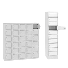 Metāla skapju komplekts 30 mobilo telefonu un 10 portatīvo datoru uzglabāšanai - Ergostock.lv