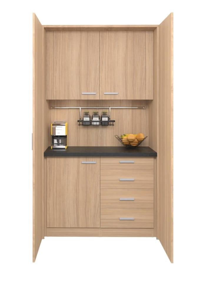 Mini biroja virtuve Ergostock Amber Oak Black