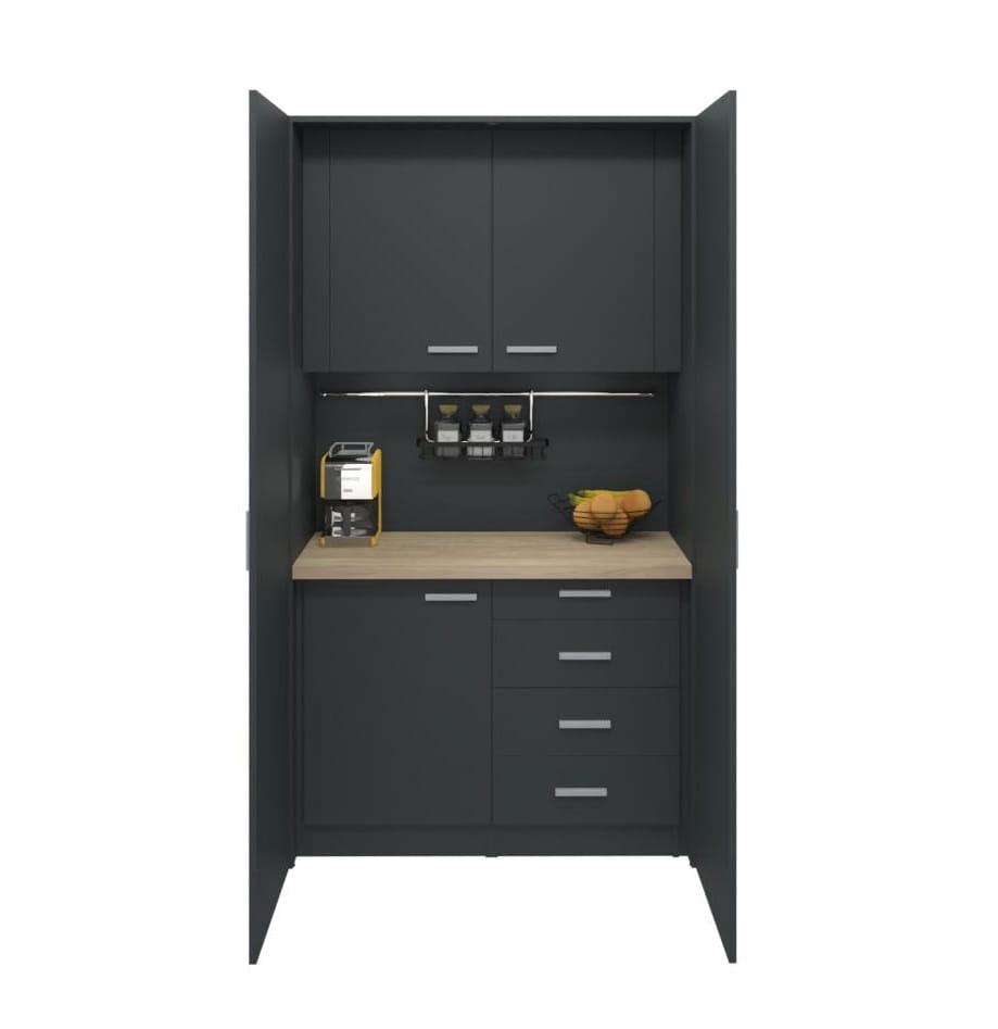 Mini biroja virtuve Ergostock Graphite New York Oak