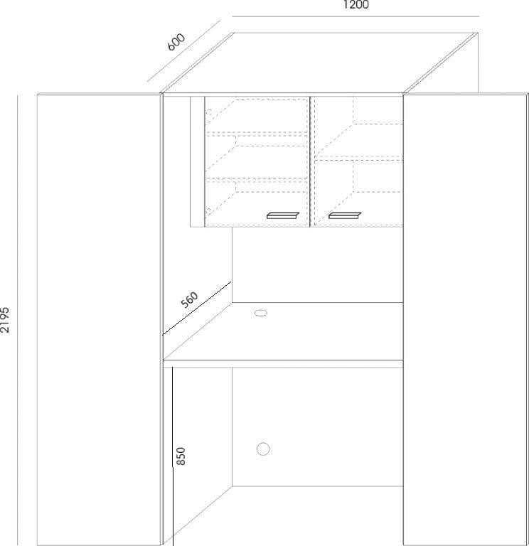 Mini biroja virtuve Ergostock Graphite New York Oak-Ergostock