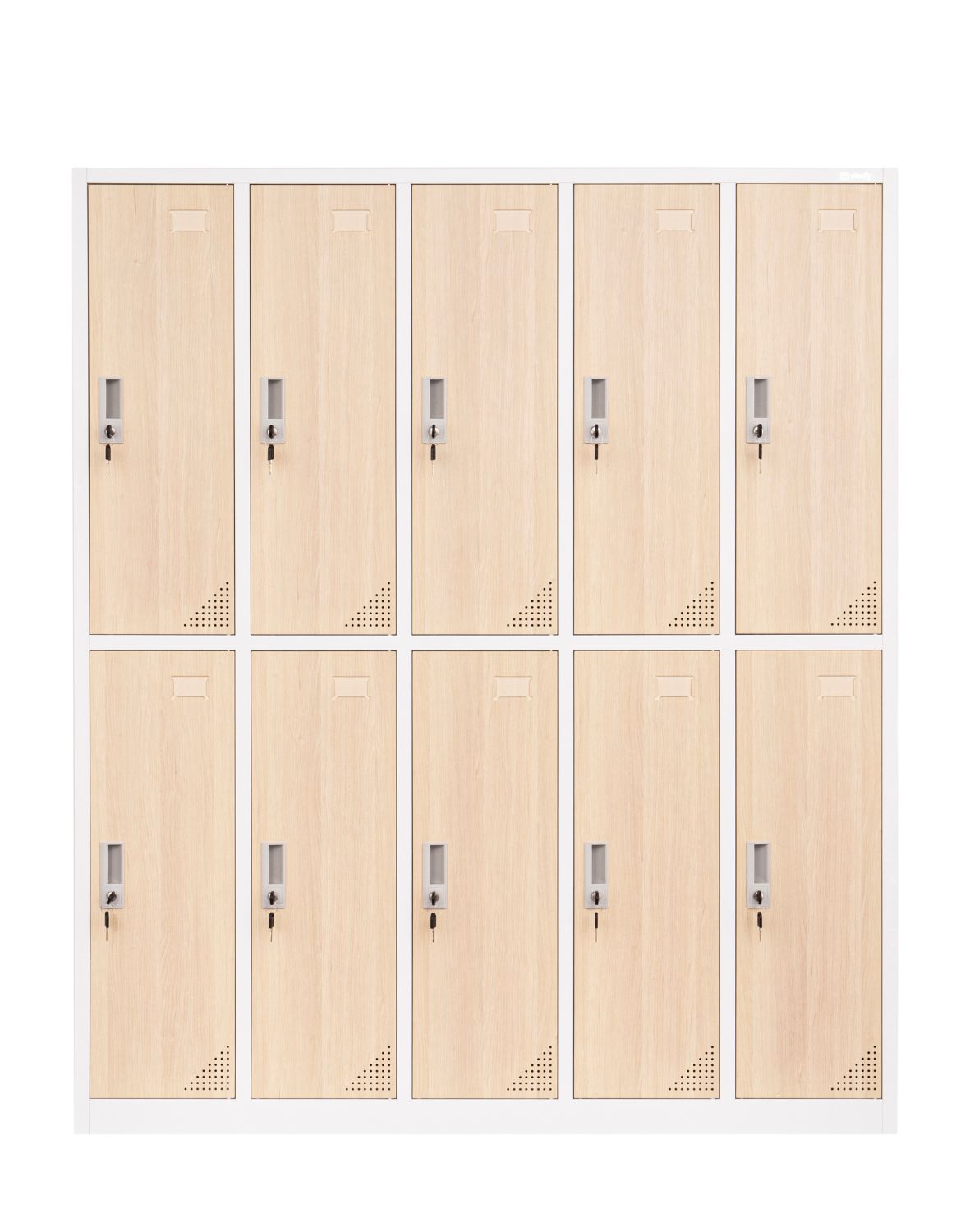 Metāla garderobes skapis Oxford Wood, 10 nodalījumi