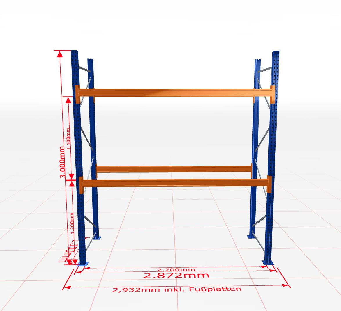 Palešu plaukts Schulte pamatsekcija dziļums 1100 mm - Ergostock.lv