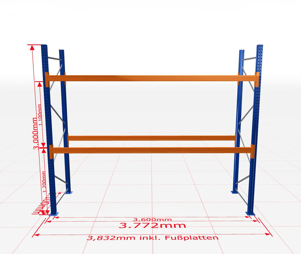 Palešu plaukts Schulte pamatsekcija dziļums 1100 mm - Ergostock.lv