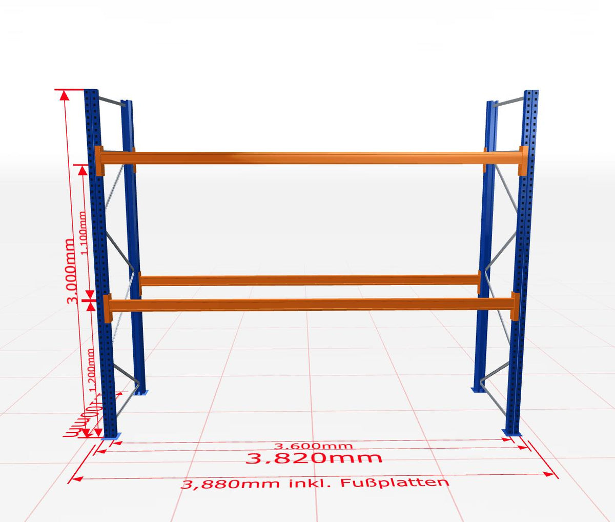 Palešu plaukts Schulte pamatsekcija dziļums 1100 mm - Ergostock.lv