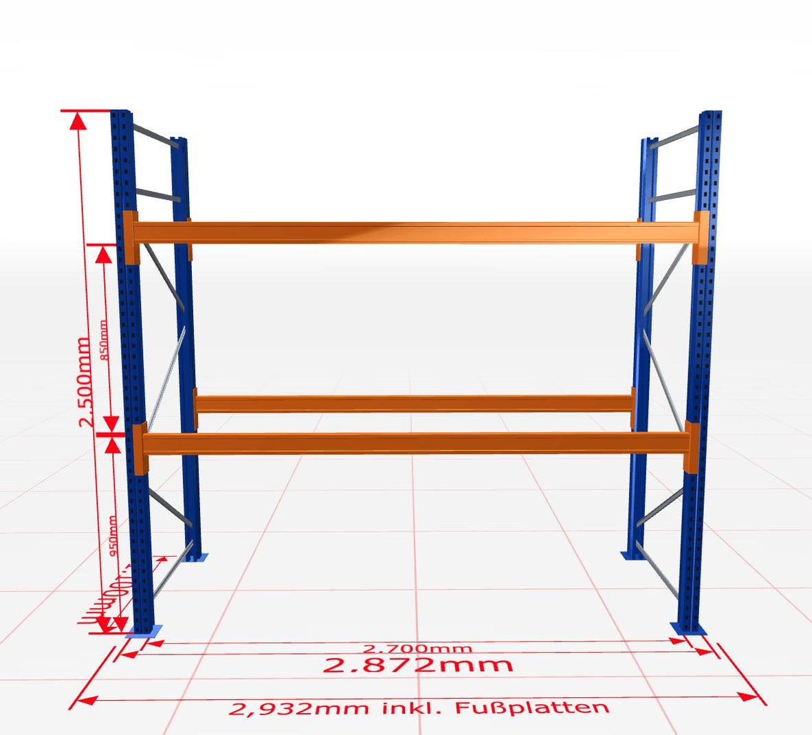 Palešu plaukts Schulte pamatsekcija dziļums 1100 mm - Ergostock.lv
