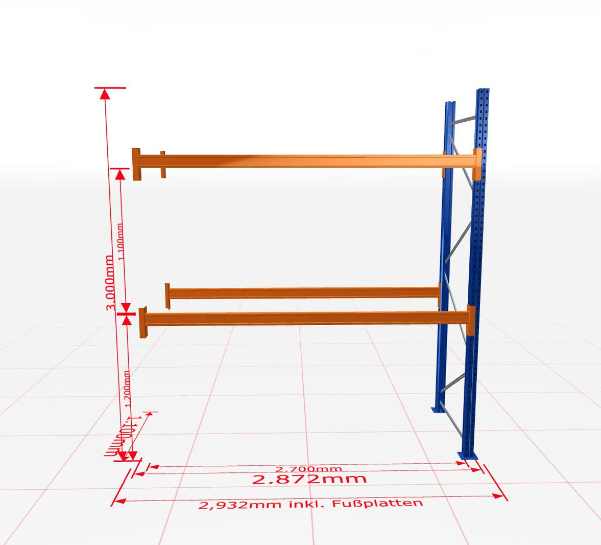 Palešu plaukts Schulte papildsekcija dziļums 1100 mm - Ergostock.lv