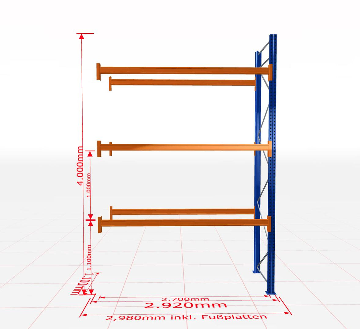 Palešu plaukts Schulte papildsekcija dziļums 1100 mm - Ergostock.lv