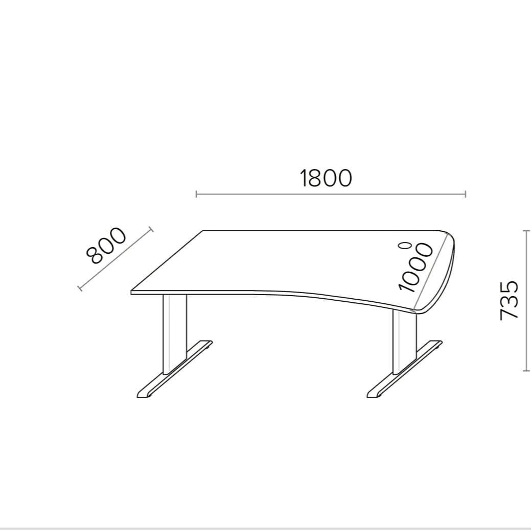 Biroja galds THEO ELEGANCE ONE, 180 x 80/100 cm - Ergostock.lv