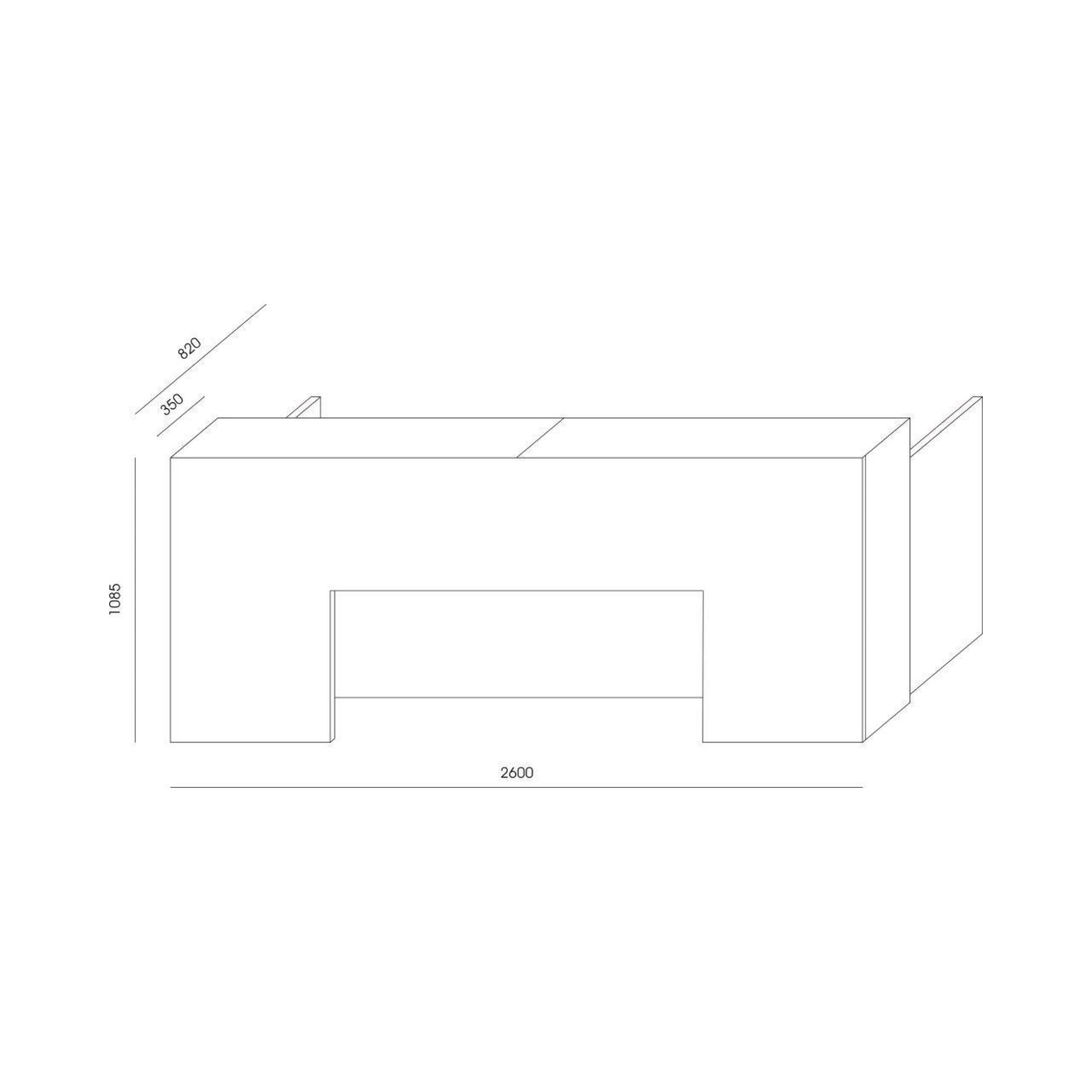 Recepcijas galds BLOCK, 260 cm, konfigurējams - Ergostock.lv