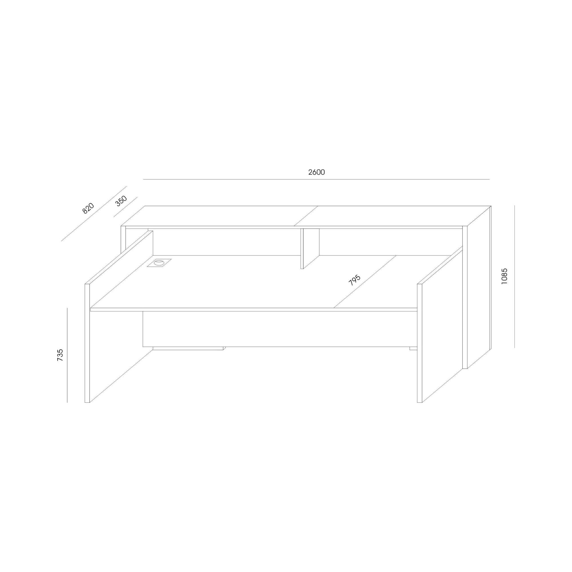 Recepcijas galds BLOCK, 260 cm, konfigurējams - Ergostock.lv
