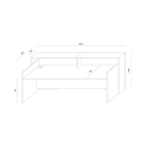 Recepcijas galds BLOCK, 260 cm, konfigurējams - Ergostock.lv