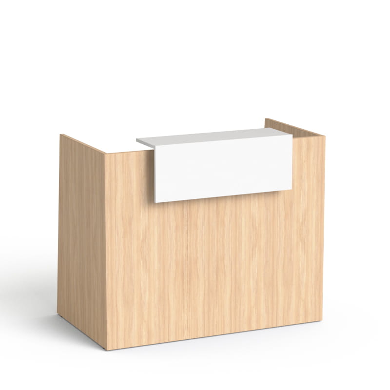 Recepcijas lete Flexx MINI, 130 cm – Amber Oak / Balta