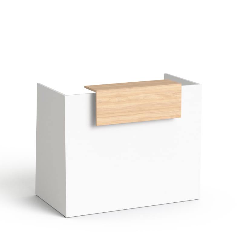 Recepcijas lete Flexx MINI, 130 cm – Balta / Amber Oak