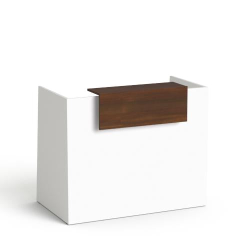 Recepcijas lete Flexx MINI, 130 cm – Balta / Riekstkoka