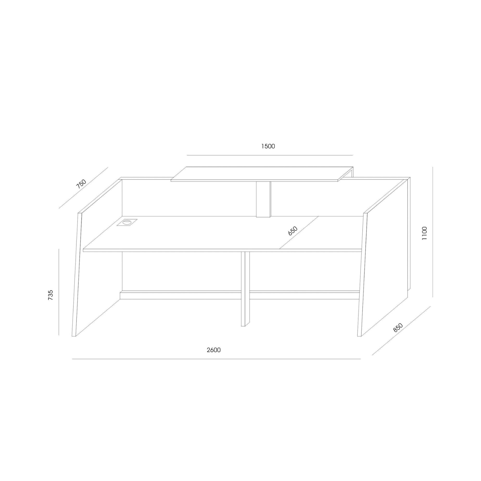 Recepcijas lete LIBRA, 260 cm, konfigurējama - Ergostock.lv