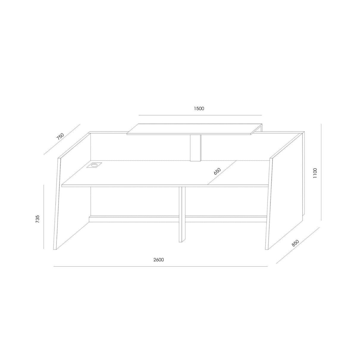 Recepcijas lete LIBRA, 260 cm, konfigurējama - Ergostock.lv