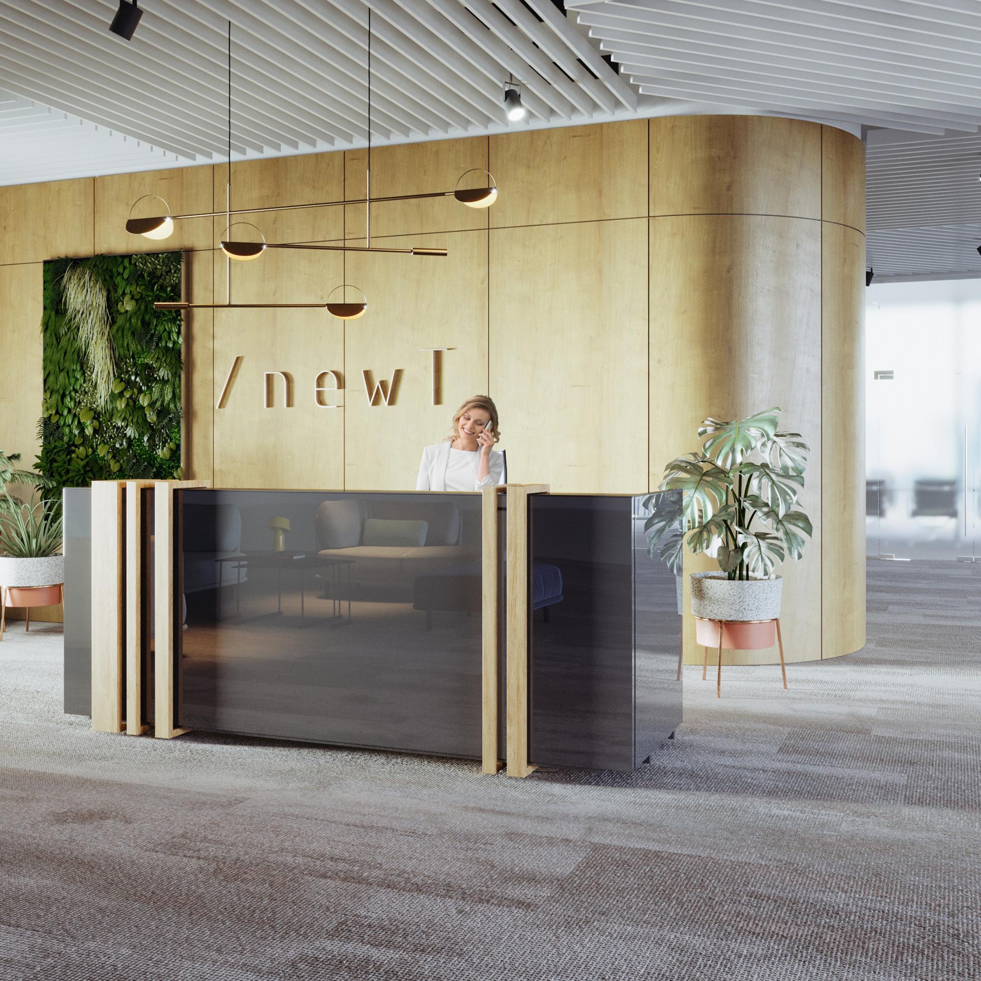 Recepcijas lete MAGIC OAK, 264 cm, konfigurējama - Ergostock.lv