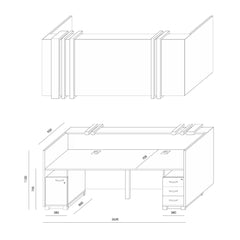 Recepcijas lete MAGIC OAK, 264 cm, konfigurējama - Ergostock.lv