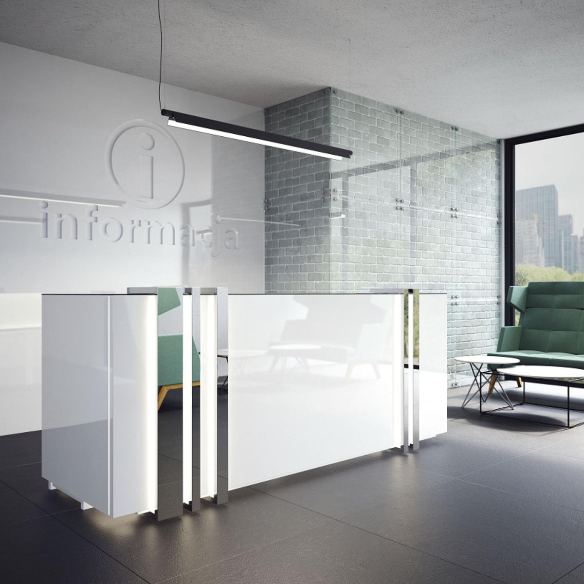 Recepcijas lete MAGIC SHINE, 264 cm, konfigurējama - Ergostock.lv