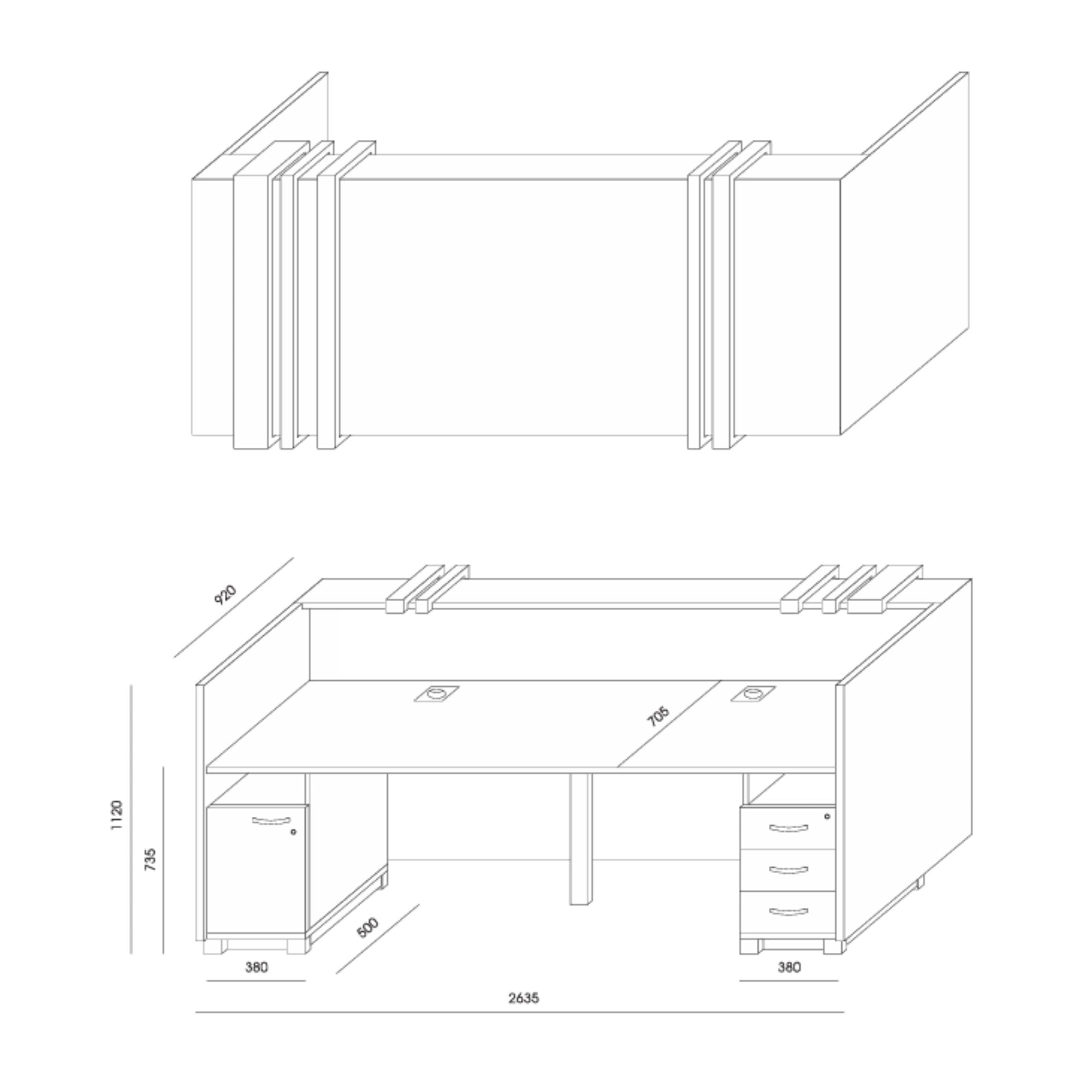 Recepcijas lete MAGIC SHINE, 264 cm, konfigurējama - Ergostock.lv