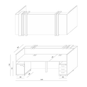 Recepcijas lete MAGIC SHINE, 264 cm, konfigurējama - Ergostock.lv
