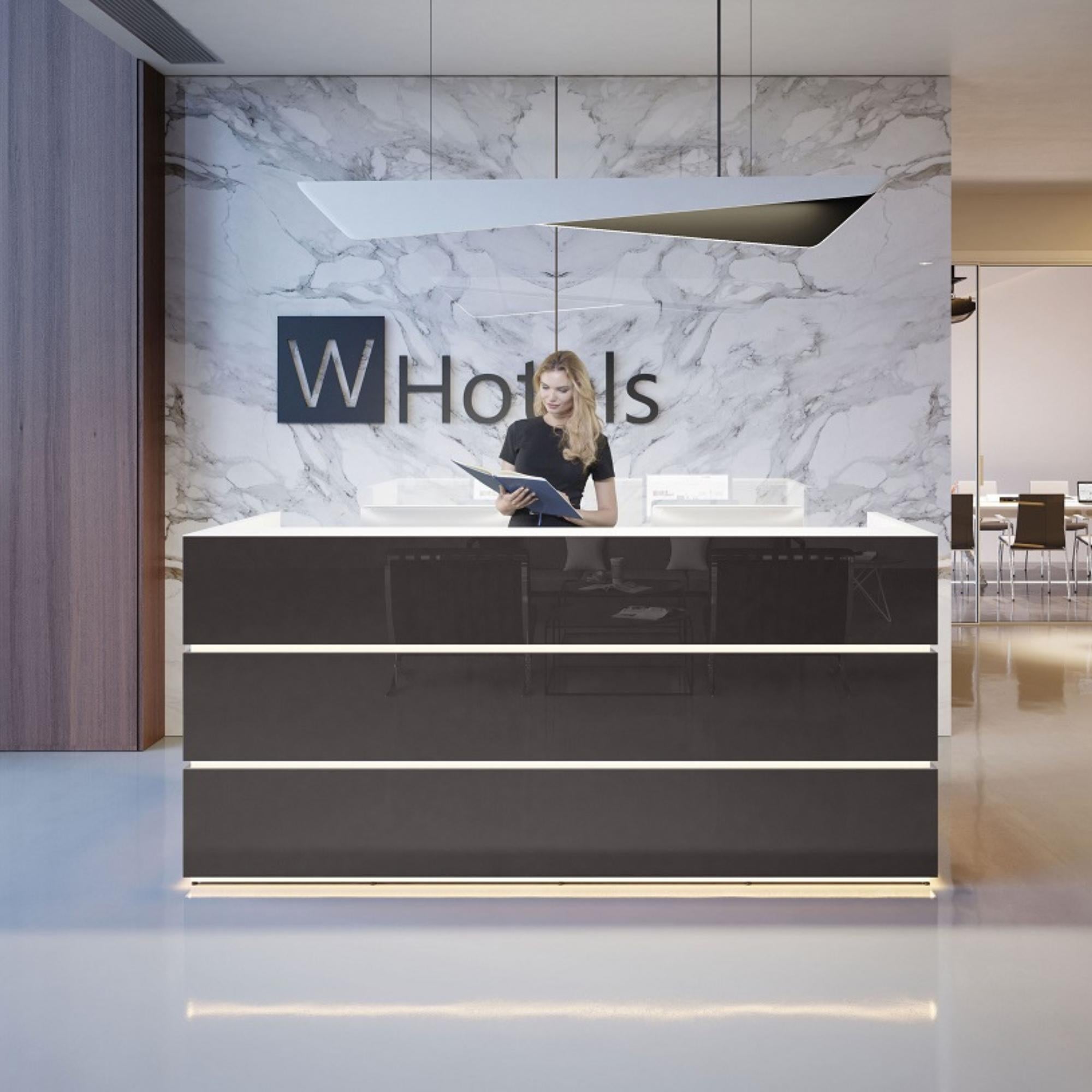 Recepcijas lete PEARL, 240 cm, konfigurējama - Ergostock.lv