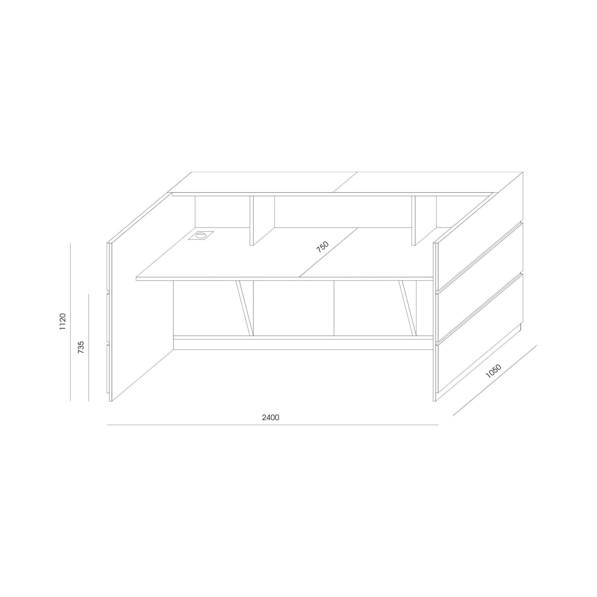 Recepcijas lete PEARL, 240 cm, konfigurējama - Ergostock.lv