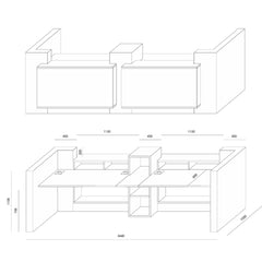 Recepcijas lete TERRA DUO, 344 cm, konfigurējama - Ergostock.lv