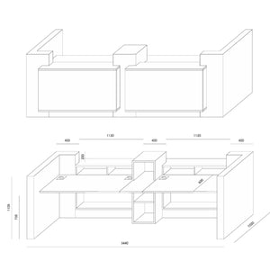 Recepcijas lete TERRA DUO, 344 cm, konfigurējama - Ergostock.lv