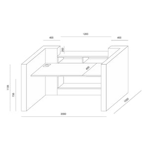 Recepcijas lete TERRA ONE, 200 cm, konfigurējama - Ergostock.lv