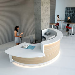 Recepcijas lete VALDE SEMIROUND LOW MODULE, 337x 163 cm, konfigurējama