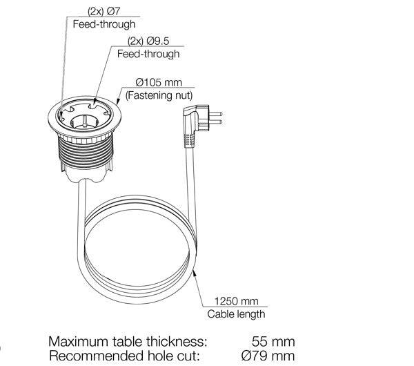Rozete kabeļu kanāls Powerdote-Ergostock