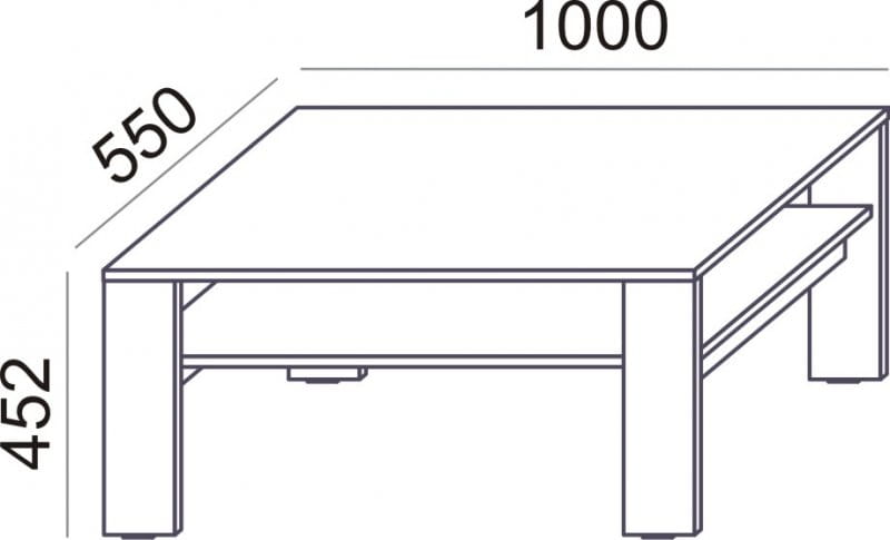 Kafijas galdiņš Mood, izmērs 100 x 55 cm, augstums 45 cm - Ergostock.lv