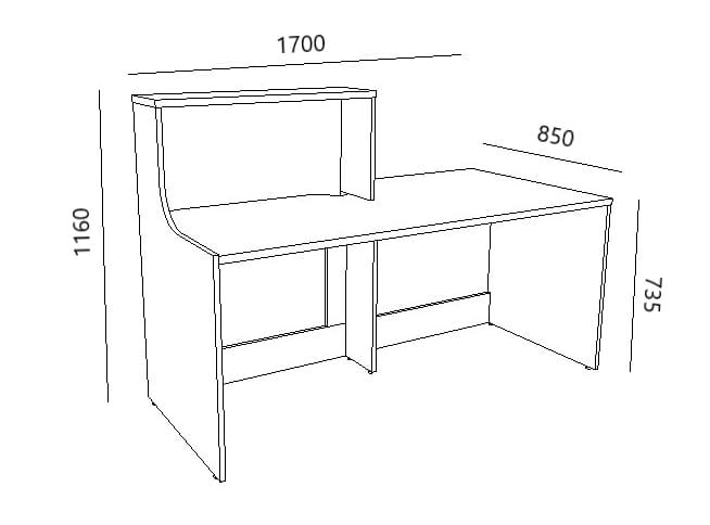 Recepcijas galds Flexx 120, izmēri 170 cm (PL) x 116 cm (A) x 85 cm (Dz) - Ergostock.lv