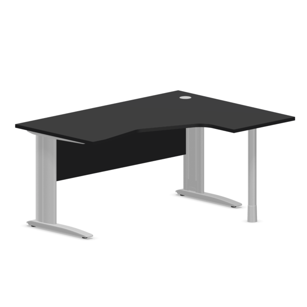 Biroja stūra galds ar nosegpaneli ARETH CORNER, 160 x 120 cm – Labais / Sudraba / Melna