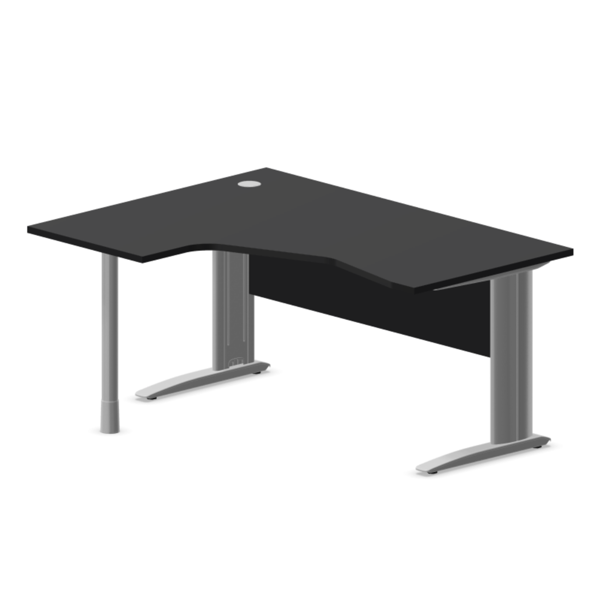 Biroja stūra galds ar nosegpaneli ARETH CORNER, 160 x 120 cm – Kreisais / Sudraba / Melna