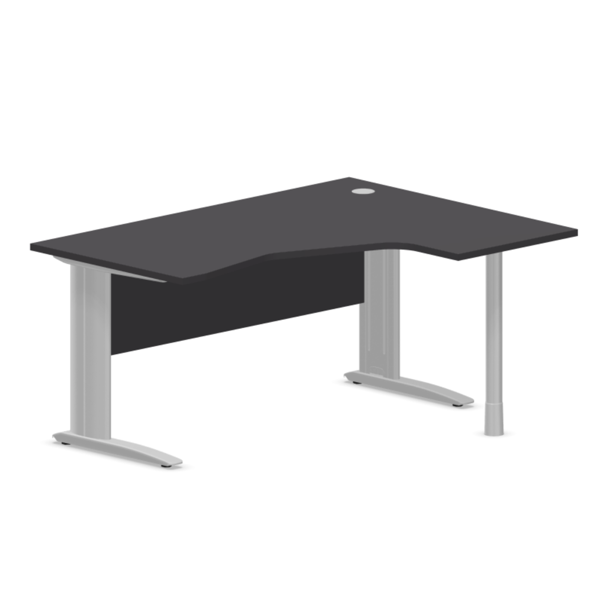Biroja stūra galds ar nosegpaneli ARETH CORNER, 160 x 120 cm – Labais / Sudraba / Grafīta