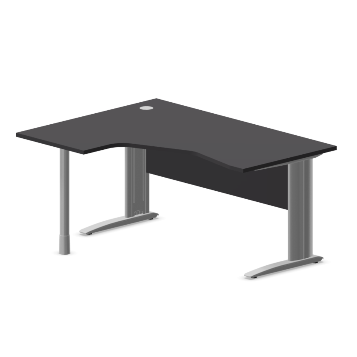 Biroja stūra galds ar nosegpaneli ARETH CORNER, 160 x 120 cm – Kreisais / Sudraba / Grafīta