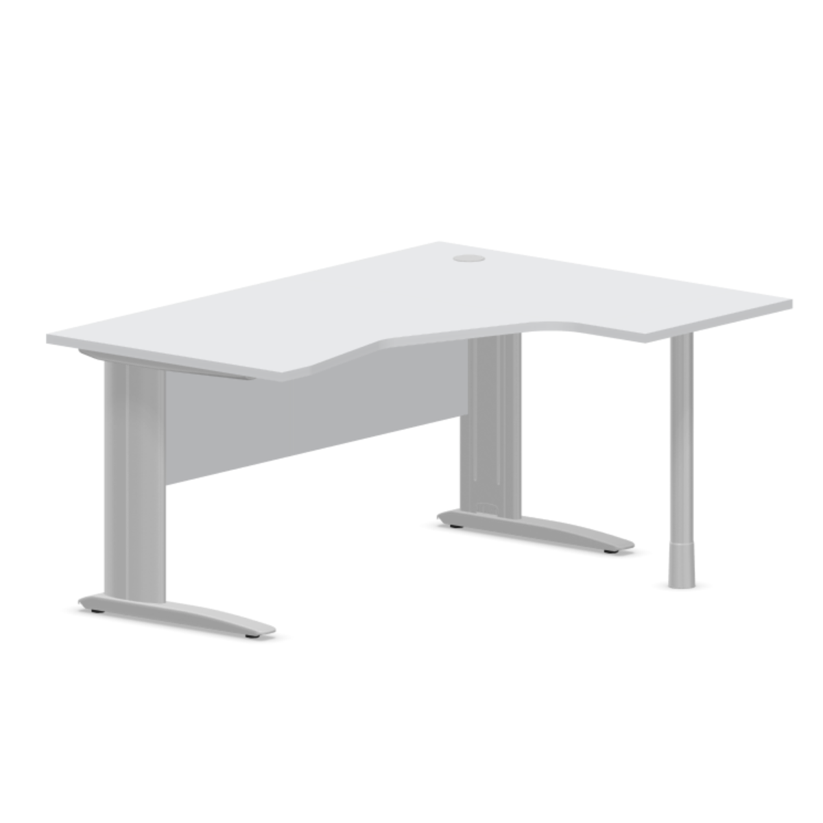 Biroja stūra galds ar nosegpaneli ARETH CORNER, 160 x 120 cm – Labais / Sudraba / Gaiši pelēka