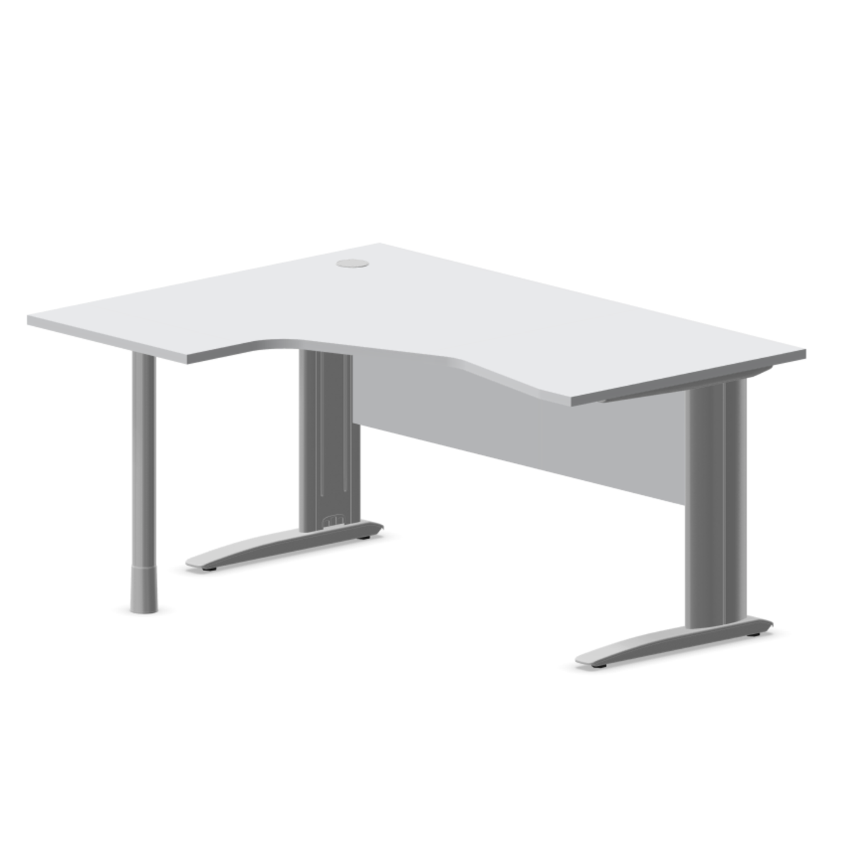 Biroja stūra galds ar nosegpaneli ARETH CORNER, 160 x 120 cm – Kreisais / Sudraba / Gaiši pelēka