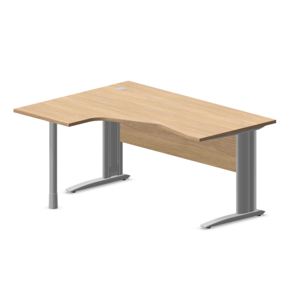 Biroja stūra galds ar nosegpaneli ARETH CORNER, 160 x 120 cm – Kreisais / Sudraba / Amber Oak