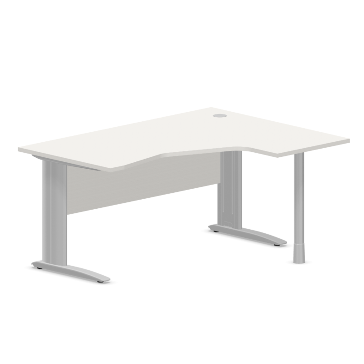Biroja stūra galds ar nosegpaneli ARETH CORNER, 160 x 120 cm – Labais / Sudraba / Balta