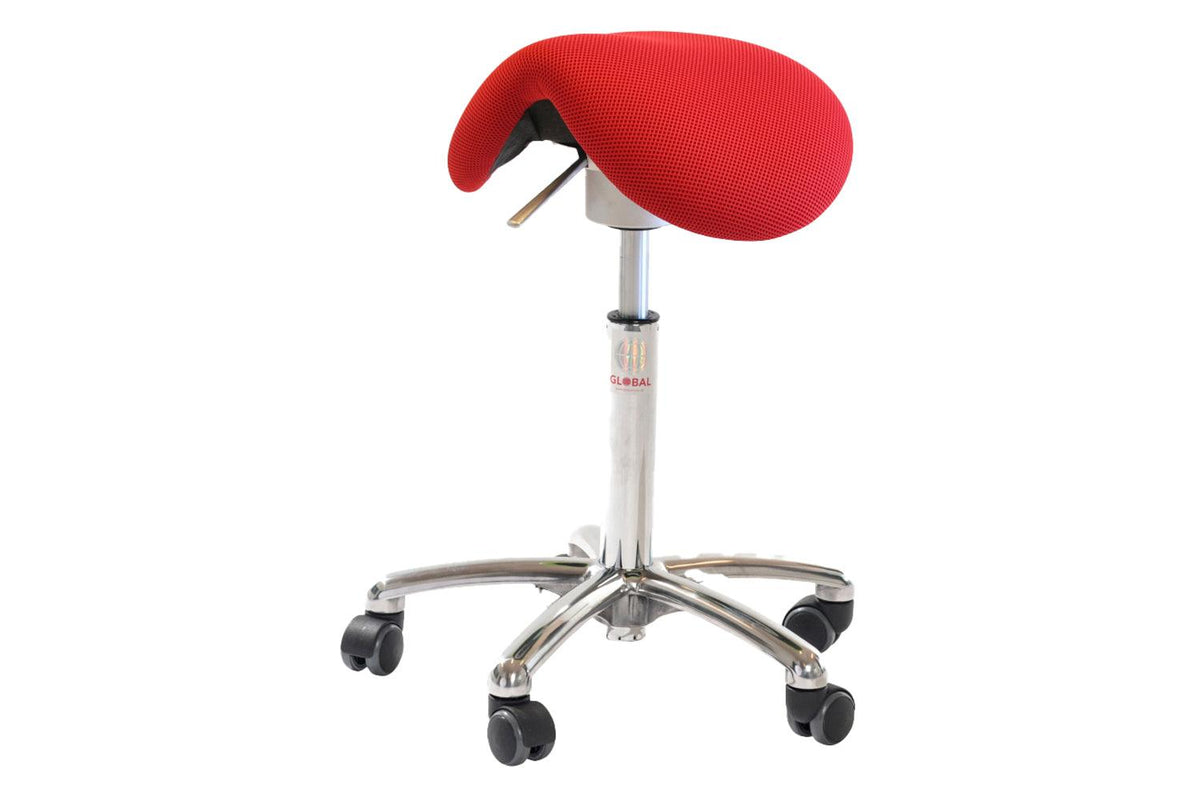 Sedlu krēsls MINI ALU Easy Seat (audums), ar regulējamu augstumu 580-770 mm – Sarkans