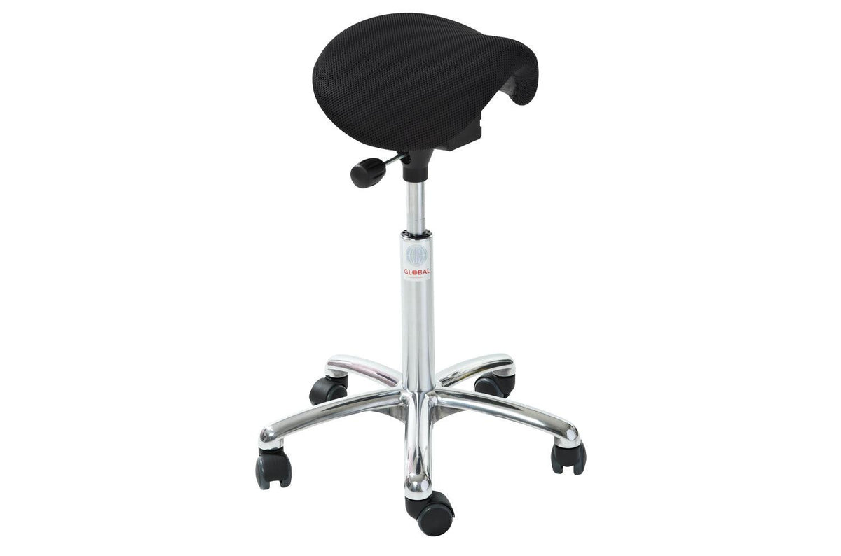 Sedlu krēsls MINI ALU Easy Seat (audums), ar regulējamu augstumu 580-770 mm – Melns